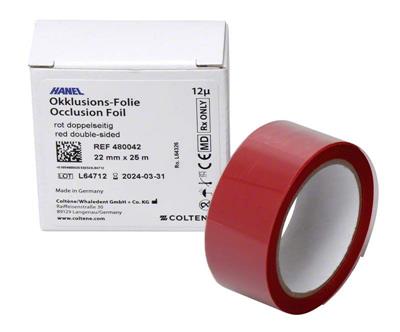 60022259  HANEL OCCLUFOIL 12µ 1SIDED RED 22MM 25 M
